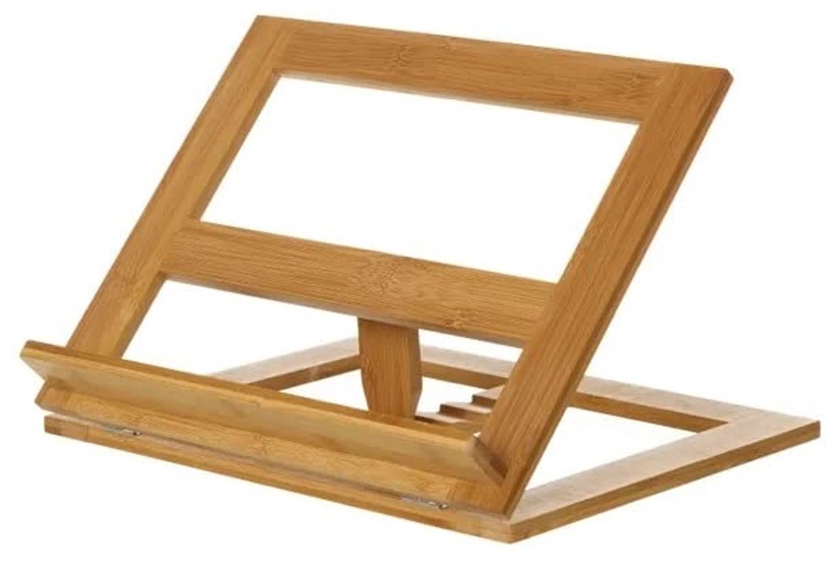 Verstelbare leesstandaard van natuurlijk bamboehout - 34 x 26 x 22 cm