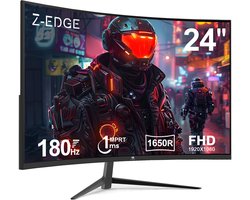 Z-EDGE UG24 Curved Gaming Monitor - FHD 1920x1080 - 24 Inch- 180Hz - MPRT 1ms - 300cd/m² - HDMI 2.1 & DisplayPort 1.4 - Zwart