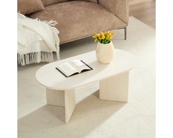 Home-Heaven® Salontafel Ovaal Rond Wit Travertine Steen Look - 100 x 50 x 40 cm (L x B x H)