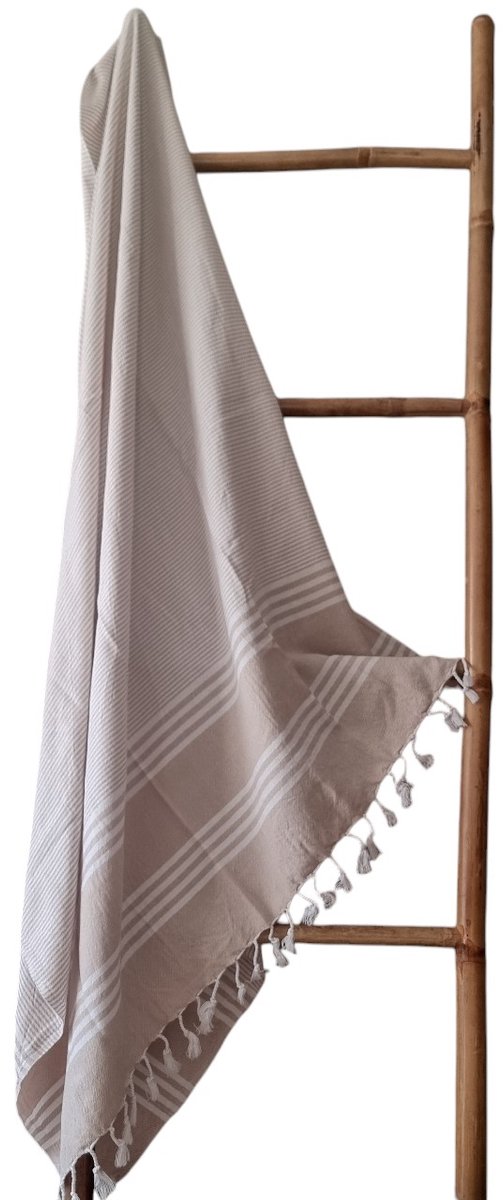 Ederlezi - Erfgoed Hamamdoek – Handgeweven - %100 Katoen, 100x180 cm - Beige
