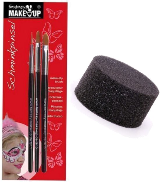 Schmink / make up setje - 2 sponzen - 3 penselen - Schminken - grimeren - universeel