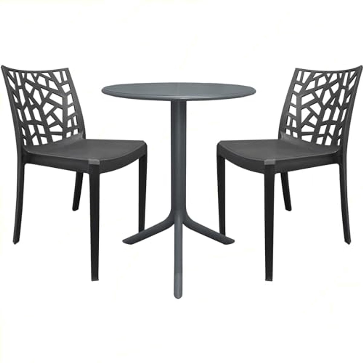 Set van 2 stapelbare stoelen met ronde tafel - Duurzame meubels voor binnen en buiten