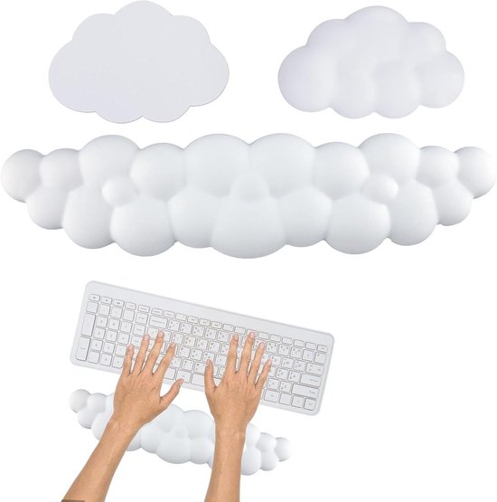 ATTACK SHARK Cloud Polsband & Muismat met Onderzetter, Ergonomische Polssteun voor Toetsenbord, Verbeterde Houding, Antislip Onderkant, Ultrazacht en Comfortabel voor Gaming/Typen - Paars