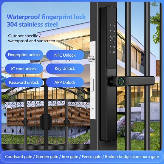 Smart Lock Smart Glass Deur Biometrische vingerafdrukvergrendeling Rfid ic Kaartcode Afstandsbediening App Bluetooth Office Electric Lock Schuifdeur Eenvoudige installatie, gemakkelijk ontgrendelen