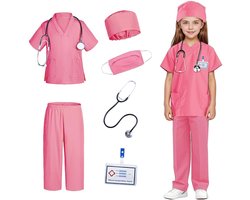 Doctor Costume Nurse Scrubs with Accessories Halloween Cosplay Dress Up Doctor Play Set for Boys and Girls