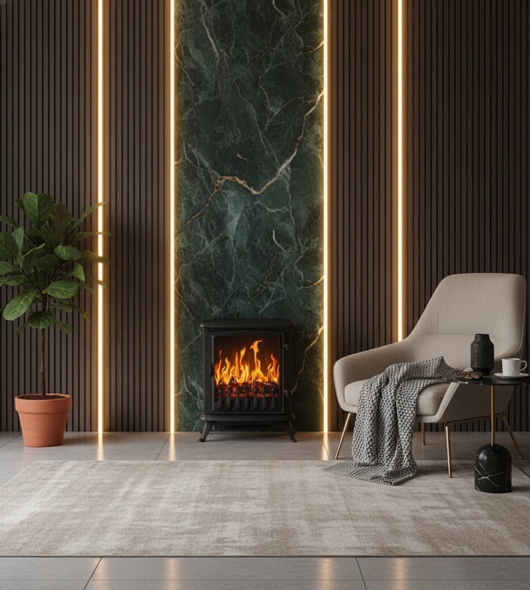 Elektrische Open Haard FlameVista 3D – Vrijstaande Sfeerhaard met Verwarming 2000W – LED Vlameffect, Thermostaat, Geluidsarm, Zwart Glas – Realistisch Vuur & Moderne Kachel HomeByNicole