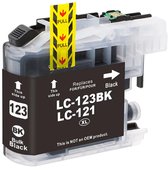 Zwarte LC-123BK / LC-121 XL inktcartridge voor Brother printers, met 'Bulk Black' label.