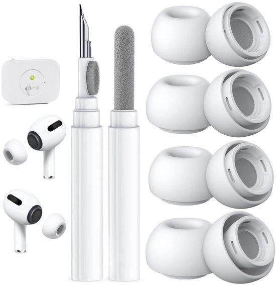 3 Pairs Replacement Earbuds for AirPods Pro and 2nd Generation with Noise Cancelling Hole with and Cleaning Kit, Cleaning Pen Airpods 1 2 3 Pro/Pro 2e, Built-in Dust Screen