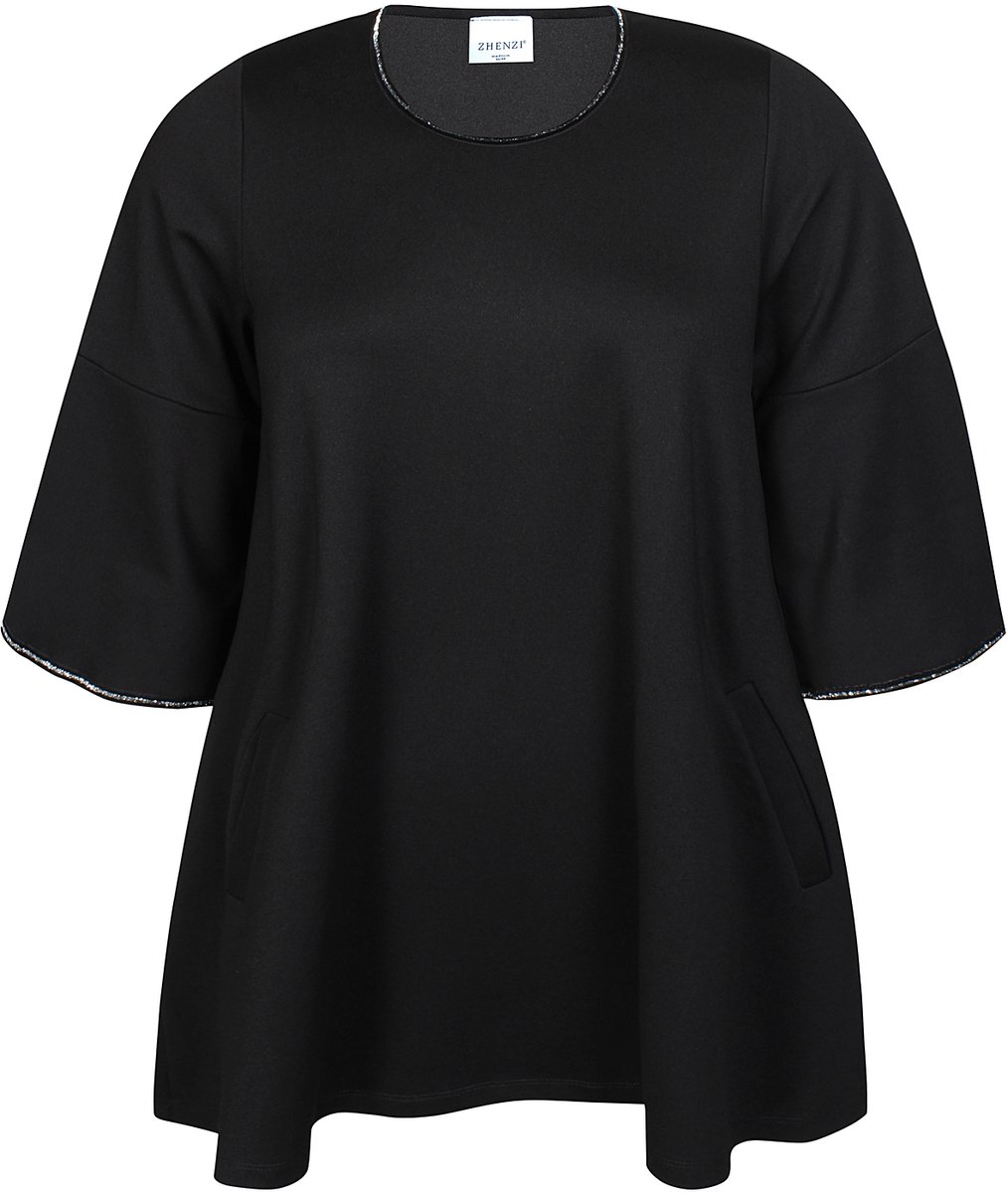 Zhenzi Zh-Tori 1116-Tunic 3/4 Zwart maat XXL=58/60