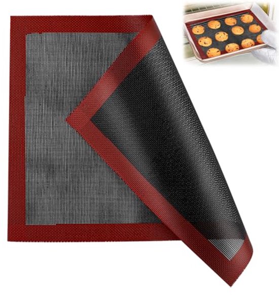 Microgeperforeerde siliconen bakmat, 2 stuks, dubbelzijdig, anti Microgeperforeerde siliconen bakmat, 2 stuks, dubbelzijdig, anti