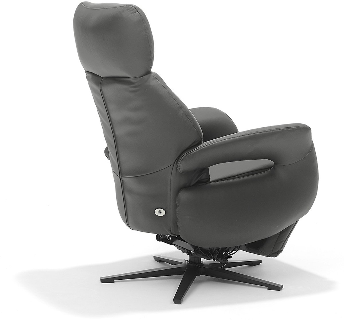 Relaxfauteuil Milo – Echt leer – Sta-op stoel - Elektrisch Verstelbaar – Met accu – 2 Motoren – 360° Draaibaar – Antraciet – foto 5