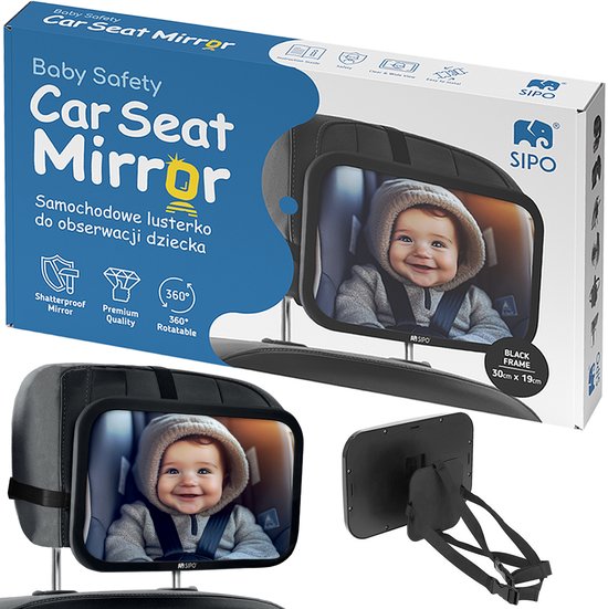 SIPO Autospiegel Baby Observatie Spiegel - Veiligheids Spiegel voor Kinderzitje - Snel Te Monteren - 19x30 cm - 1 Stuk van Merkloos — afbeelding 3