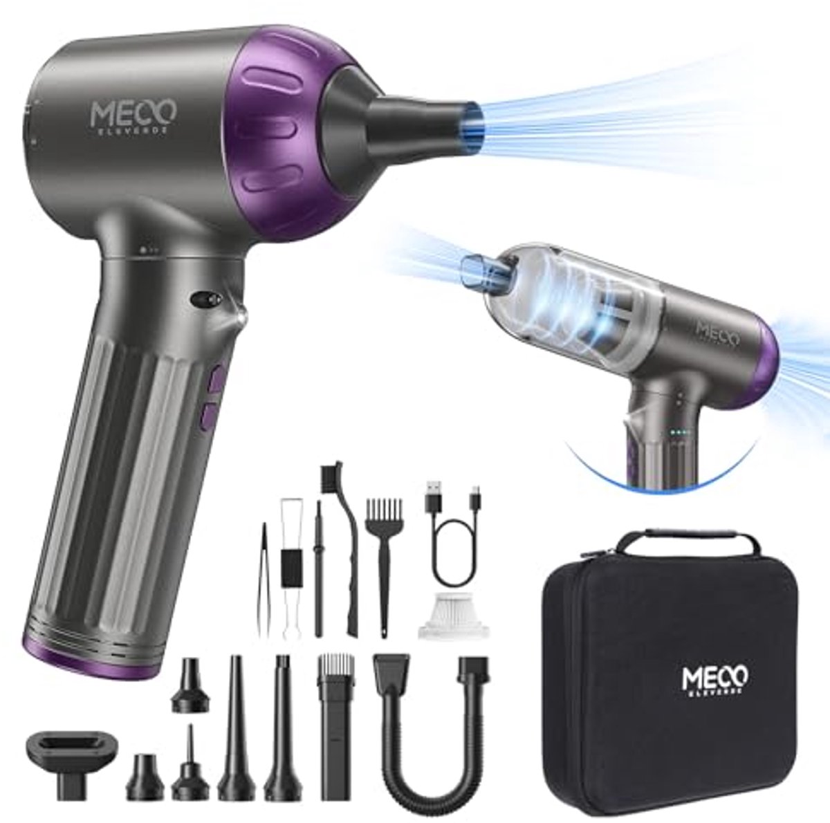 4-in-1 Draadloze Auto Stofzuiger - Krachtige Mini Handheld Stofzuiger met LED verlichting en Blower functie