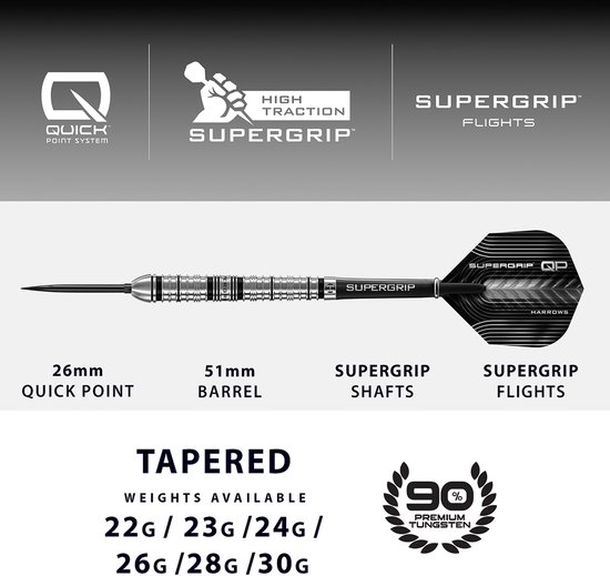 Supergrip QP Tapered 90% tungsten 24Gr van Harrows — afbeelding 5