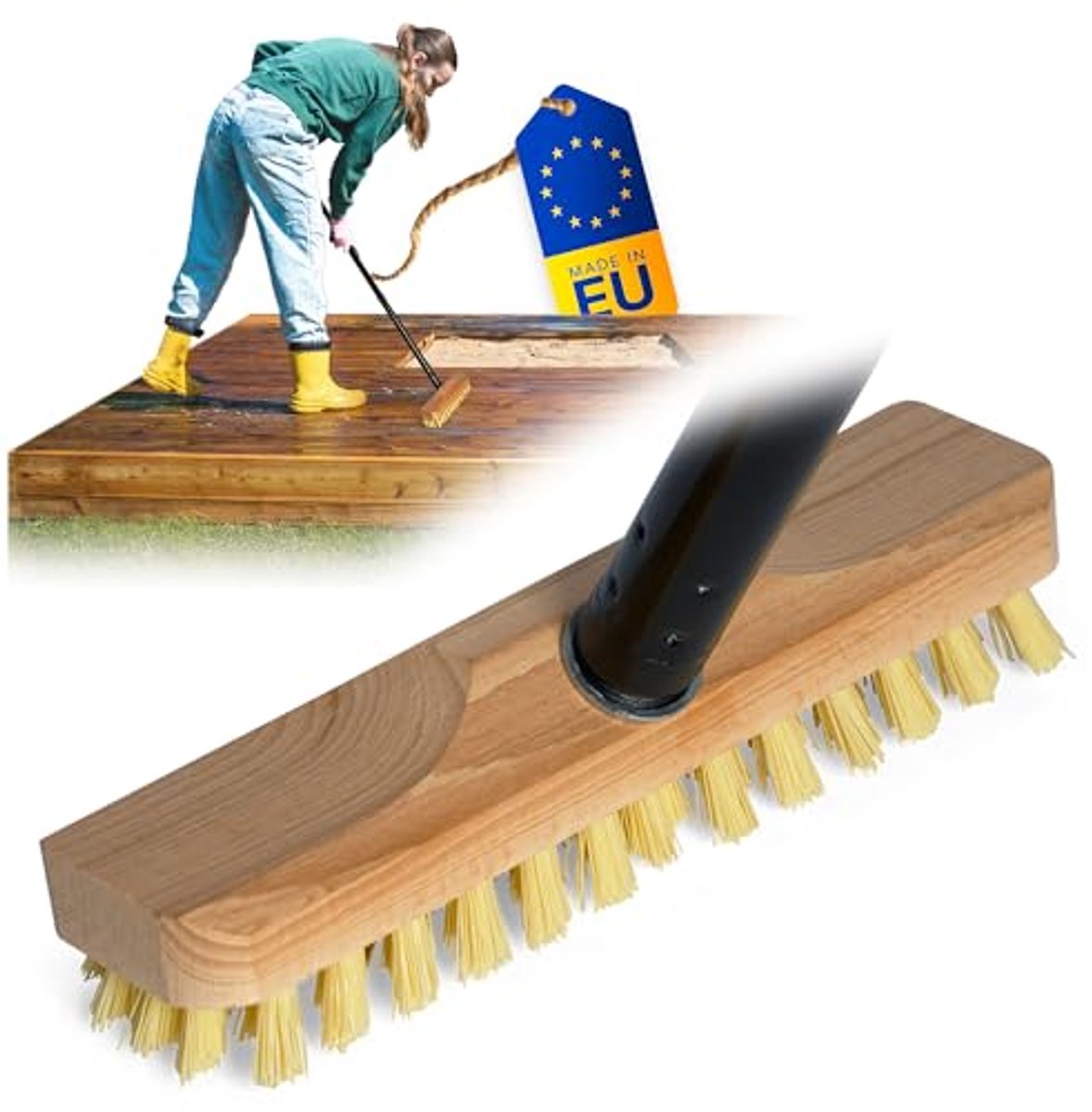 Houten Schrubber met Borstelharen - Ideaal voor Binnen en Buiten