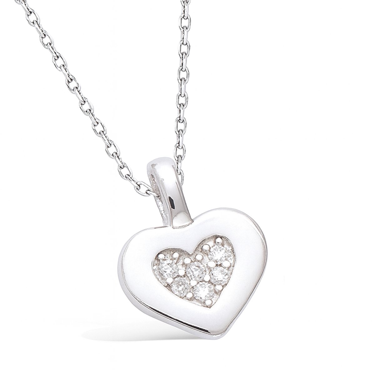 CHIVAL Seva Ketting – 925 Zilver – Hartvormige Zirkonia Hanger – Tijdloos & Elegant – Hypoallergeen - Dames - Luxe & Elegant - Perfect Cadeau voor Haar - Liefde - Romantiek - Geschenkverpakking