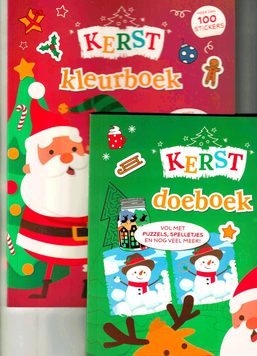 Kerst - kleurboek - doeboek - stickerboek - spelletjes - kleurplaat - Kerstman - set van 2 - 2 kerst boeken - kerst kado - kleurboek kerst - kleur en doeboek - kleur en doeboek kerst - vakantieboek kerst