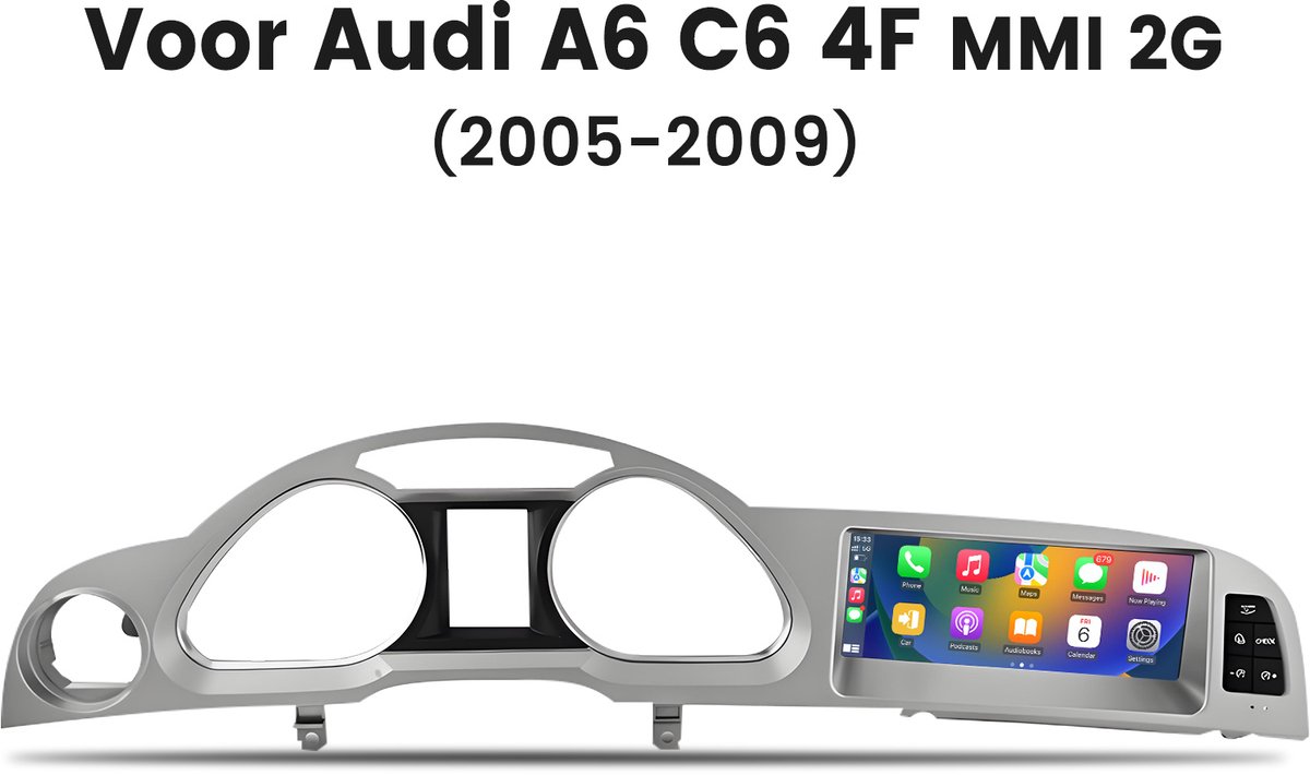 JUNSUN Autoradio 6+128G 8.8" Android 15 CarPlay Geschikt voor AUDI A6 C6 MMI 2G 2005-2009 AUX AMI GPS Navi WIFI 4G BT 8-Kern