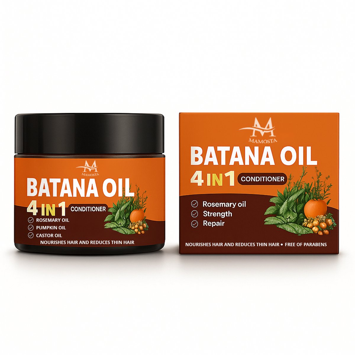 Mamosta® Batana Olie 120ml - Castor - Rosemary - Pompoenzaad - Huidolie & Haarolie - Rozemarijn Oil - Haargroei Serum