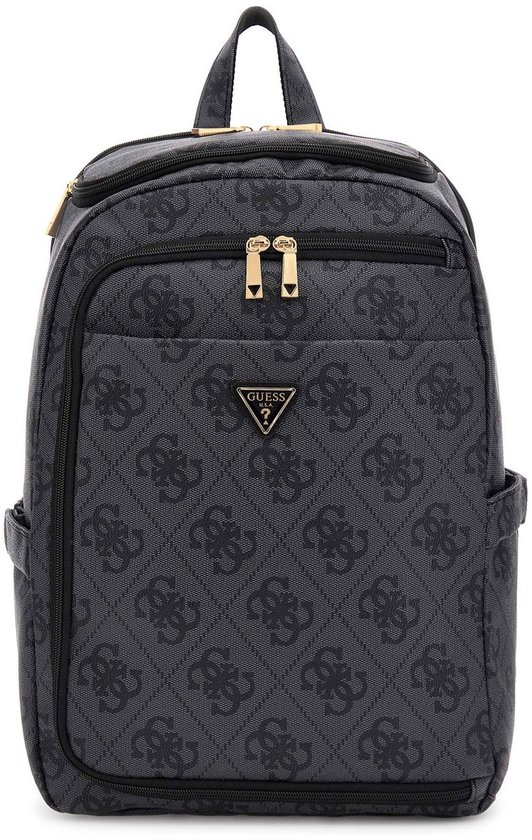 GUESS sac à dos de loisirs pour ordinateur portable U-Zip Backpack Coal Logo gris foncé