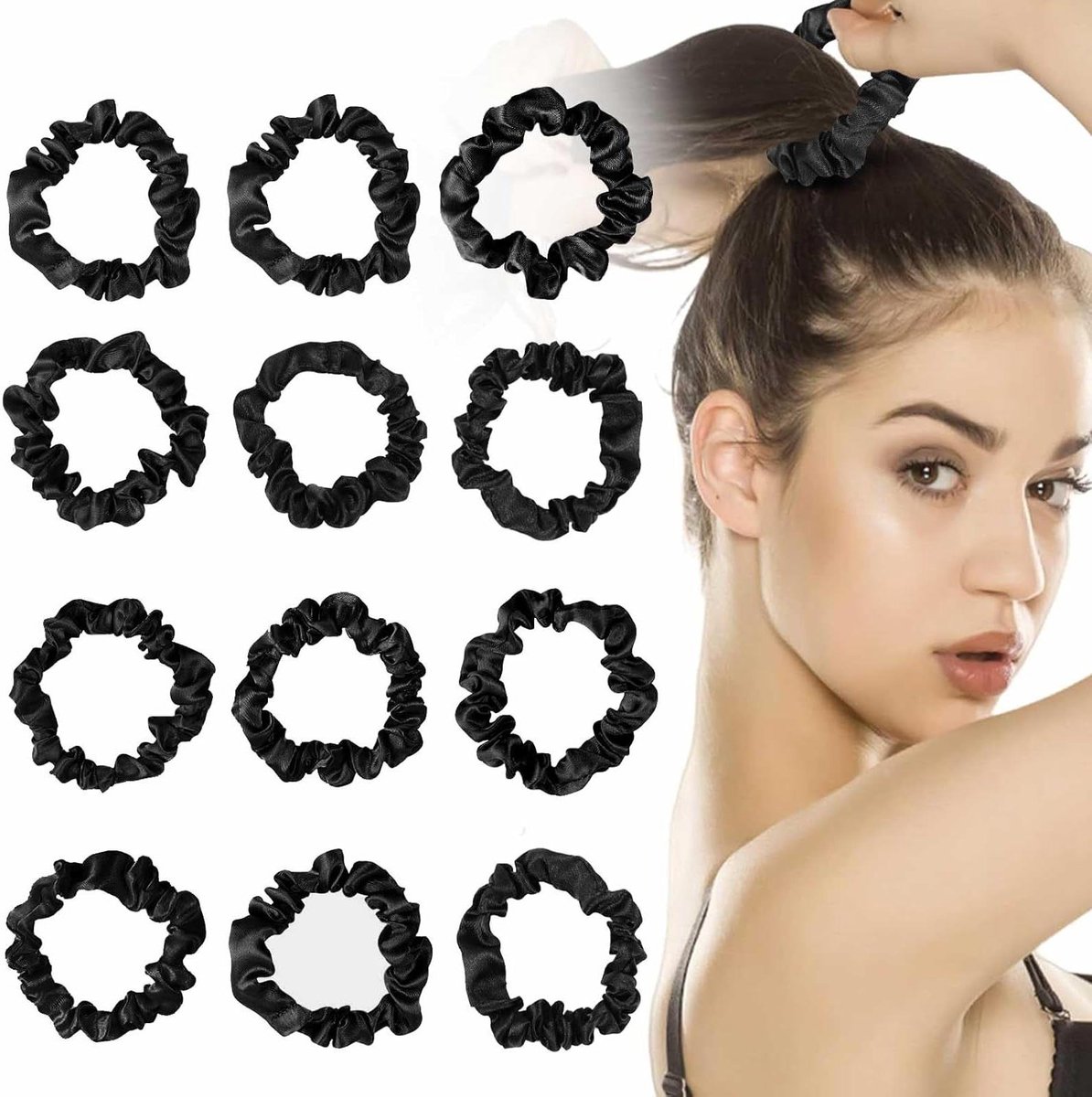 Orivio - Zijden haarelastiekjes Scrunchie 12 stuks voor dames en meisjes