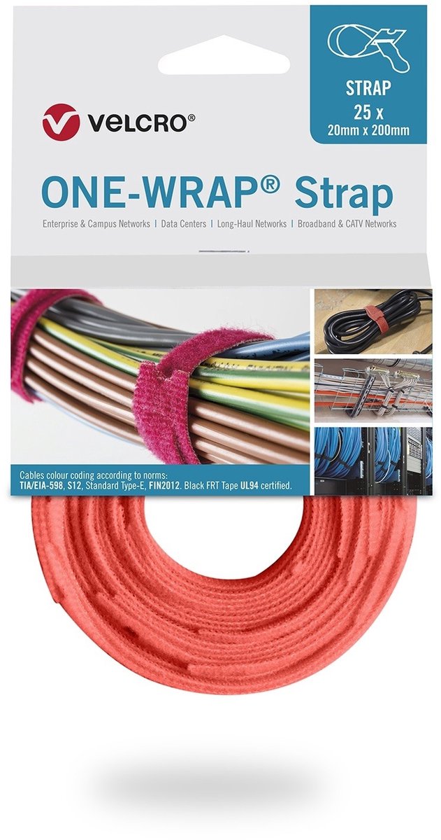 Velcro® ONE-WRAP® klittenband kabelbinder 20mm x 200mm Oranje