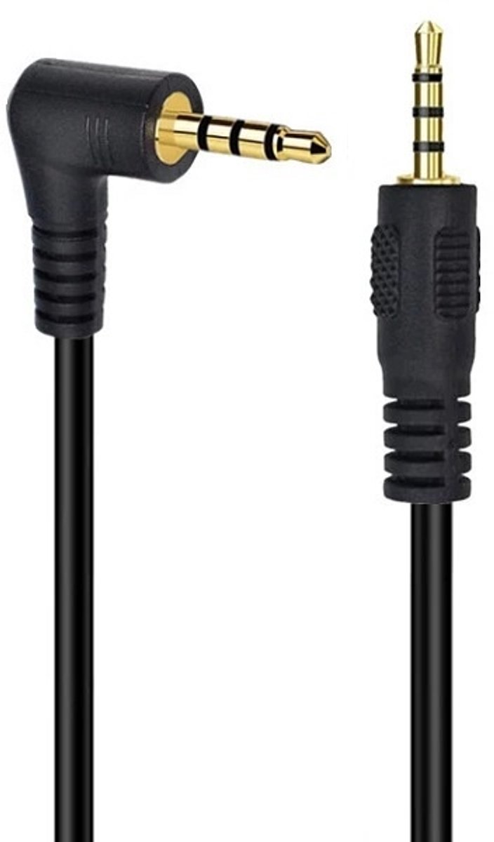 Image of 2,5mm Jack kabel | haaks/recht | 4-polig | verguld | zwart | 1,5 meter