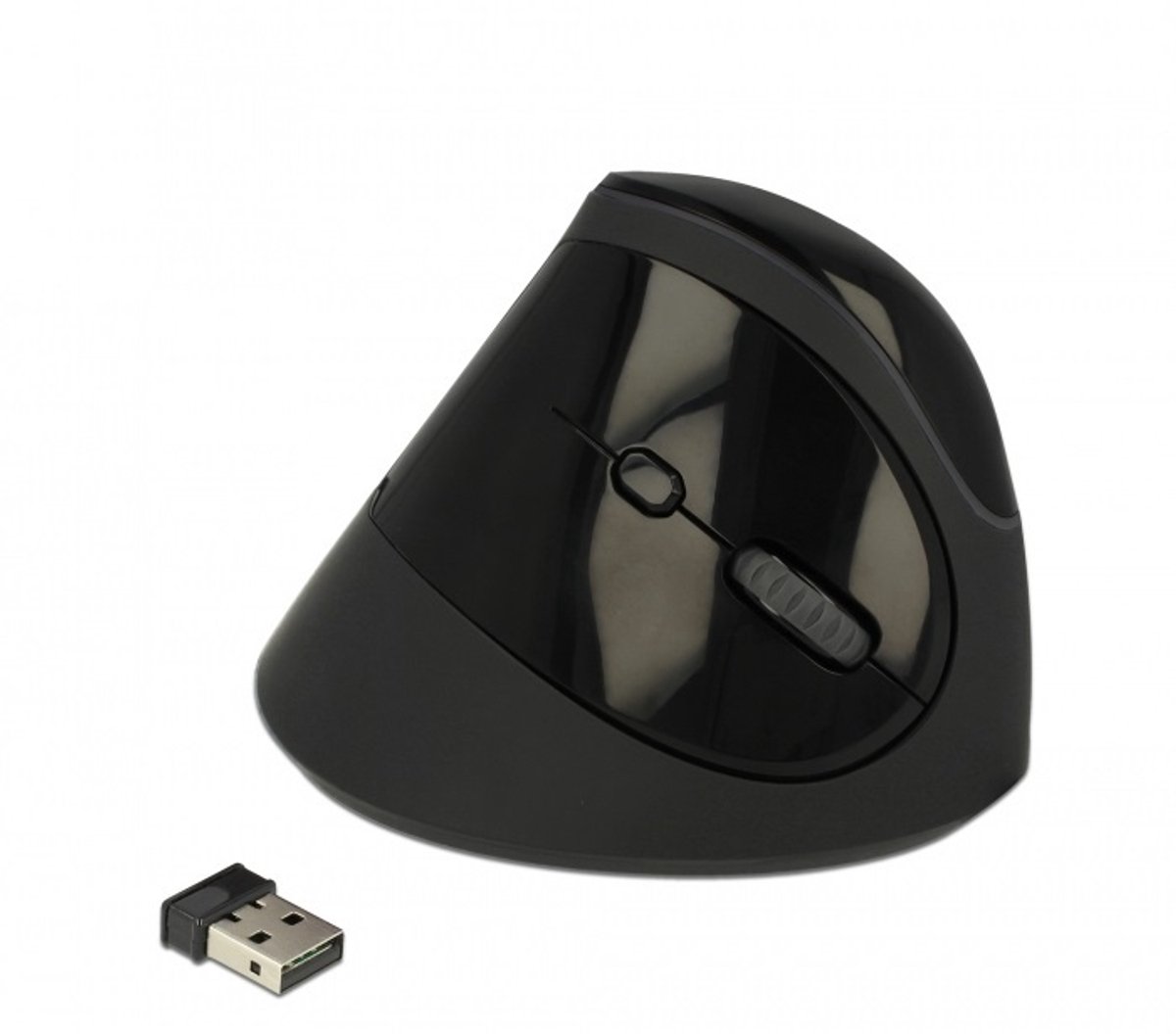 DeLOCK ergonomische draadloze USB muis met 6 knoppen - 800-1600 DPI / zwart