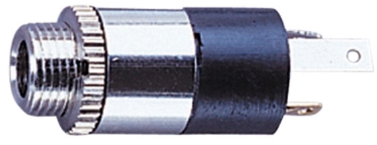 3,5mm Jack (v) inbouw connector - metaal/plastic - 3 soldeerpunten / stereo