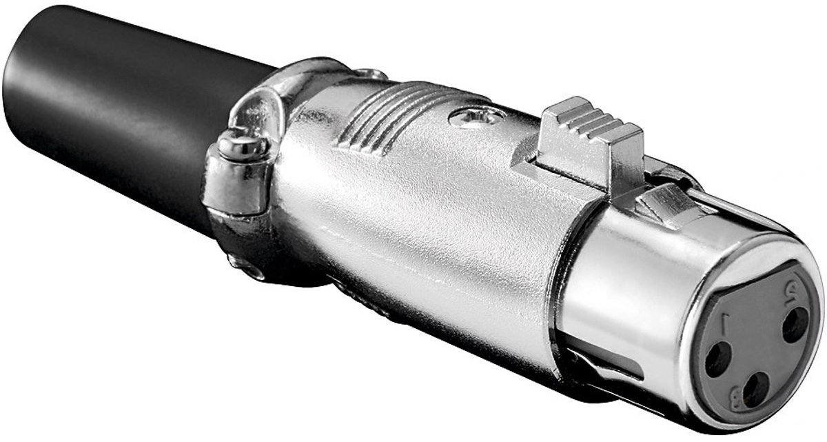 S-Impuls XLR 3-pins (v) connector met rubberen trekontlasting / grijs/zwart