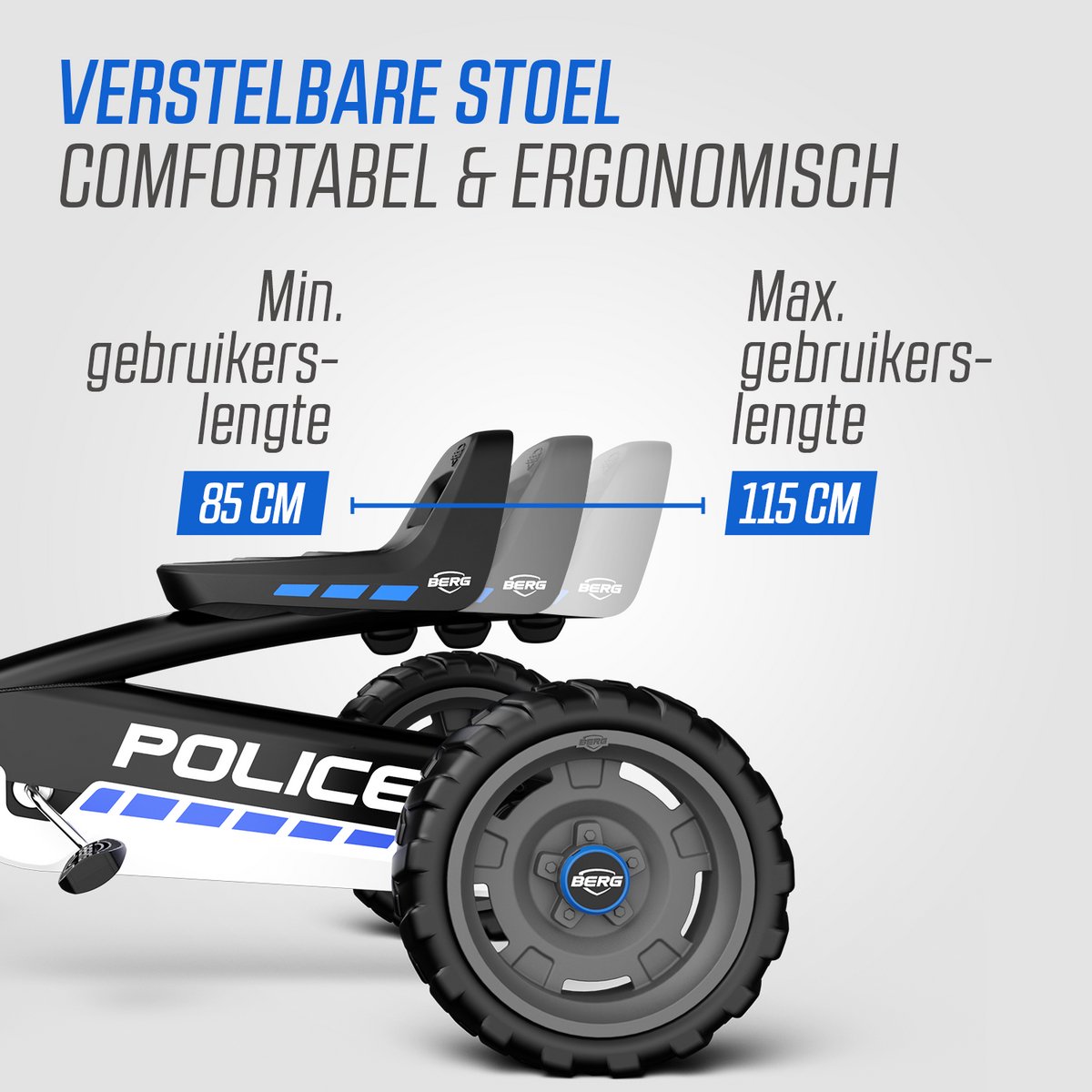 BERG Buzzy Police Skelter - Met Soundbox - 2+ jaar - Verstelbare Stoel - Anti-lek EVA banden - Zwart — afbeelding 3