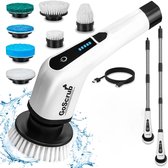 GoScrub® Cleaning King V1 - Elektrische Schoonmaakborstel – Elektrische Schrobber - Schrobborstel – voor badkamer of keuken – Schrobber Met Steel - 9 opzetstukken