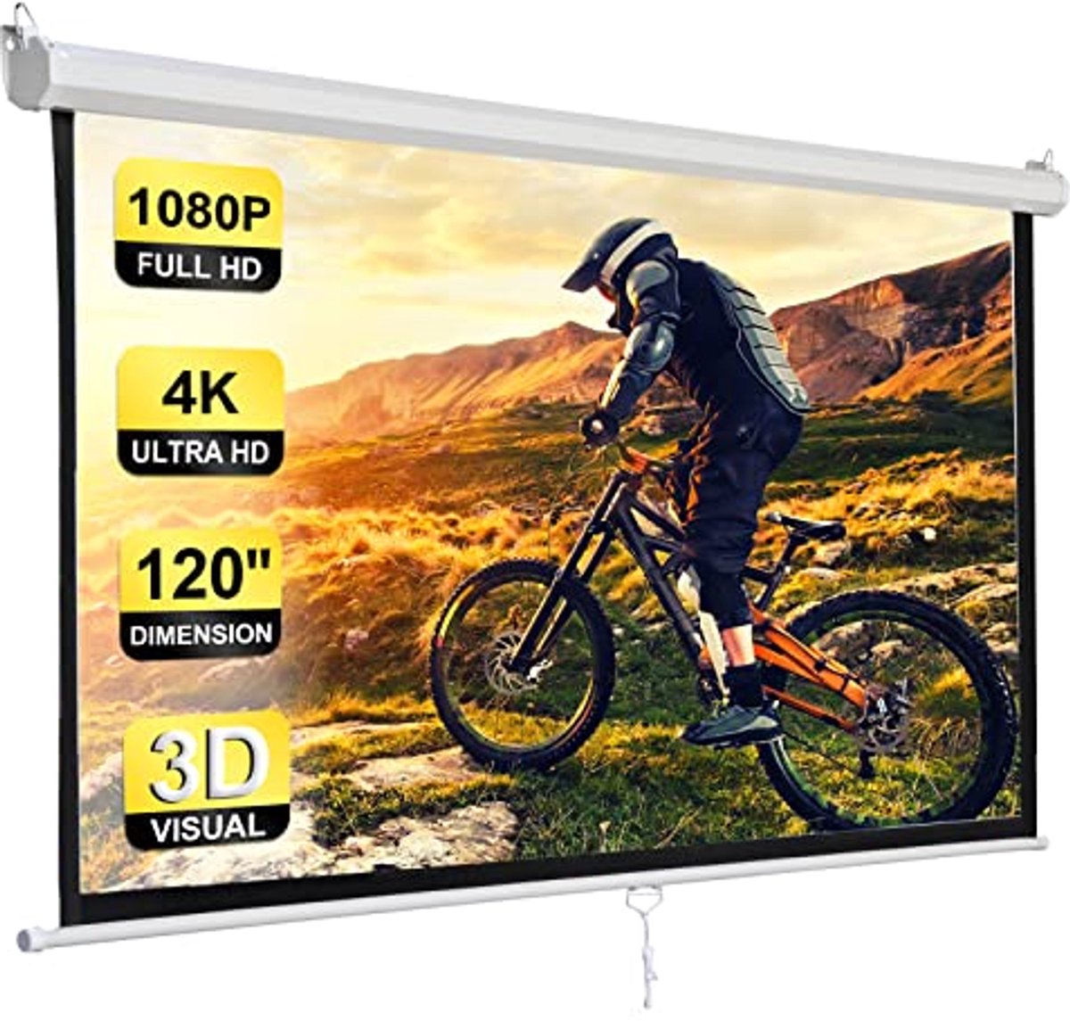 Image of 120 inch HD Handmatig Projectiescherm - Auto Lock en Anti-Crease - Wand- en Plafondmontage