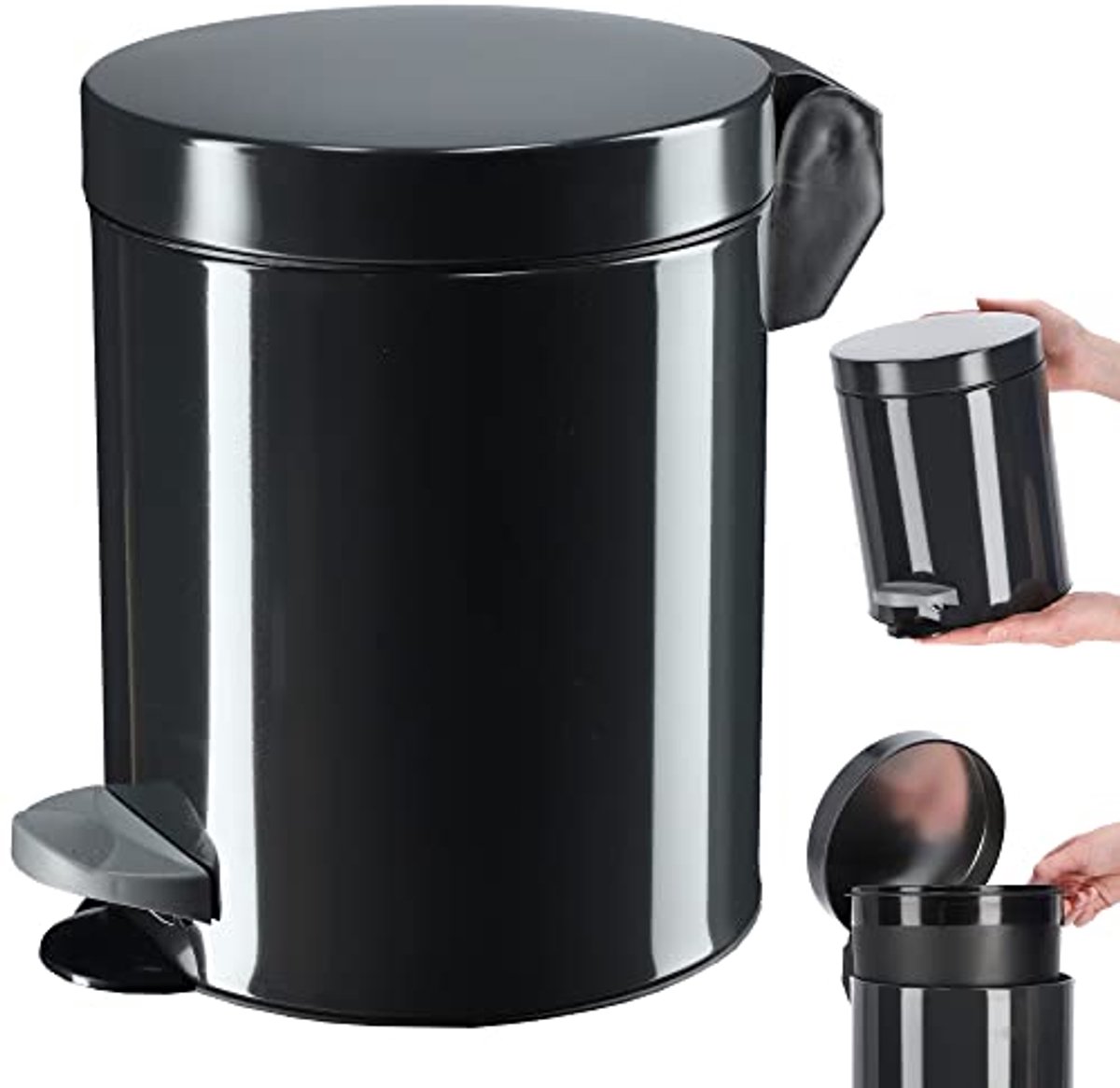 Elegante pedaalemmer met schommeldeksel voor keuken en badkamer - 5L - Antraciet
