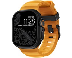 Nomad Rocky Point Horlogeband / Zwarte Hardware 45/46/49mm – 100% Waterdicht – Ventilatiegroeven voor Ademend Vermogen – Compatibel met Apple Watch Ultra & Ultra 2 en 10 t/m SE - Geel