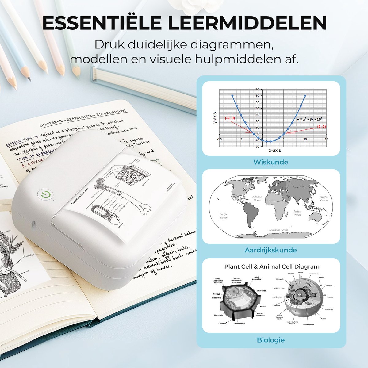 Agodeo Mini Printer - 300 DPI - Pocket Printer - Fotoprinter voor Mobiel - Mini Printer Incl.1 Harde Etui + 13 Rollen Papier (Sticker, Normaal, Kleur) + 5 Pennen - Pocket Printer Smartphone - Sticker Printer - Fotoprinter Mobiel — afbeelding 7