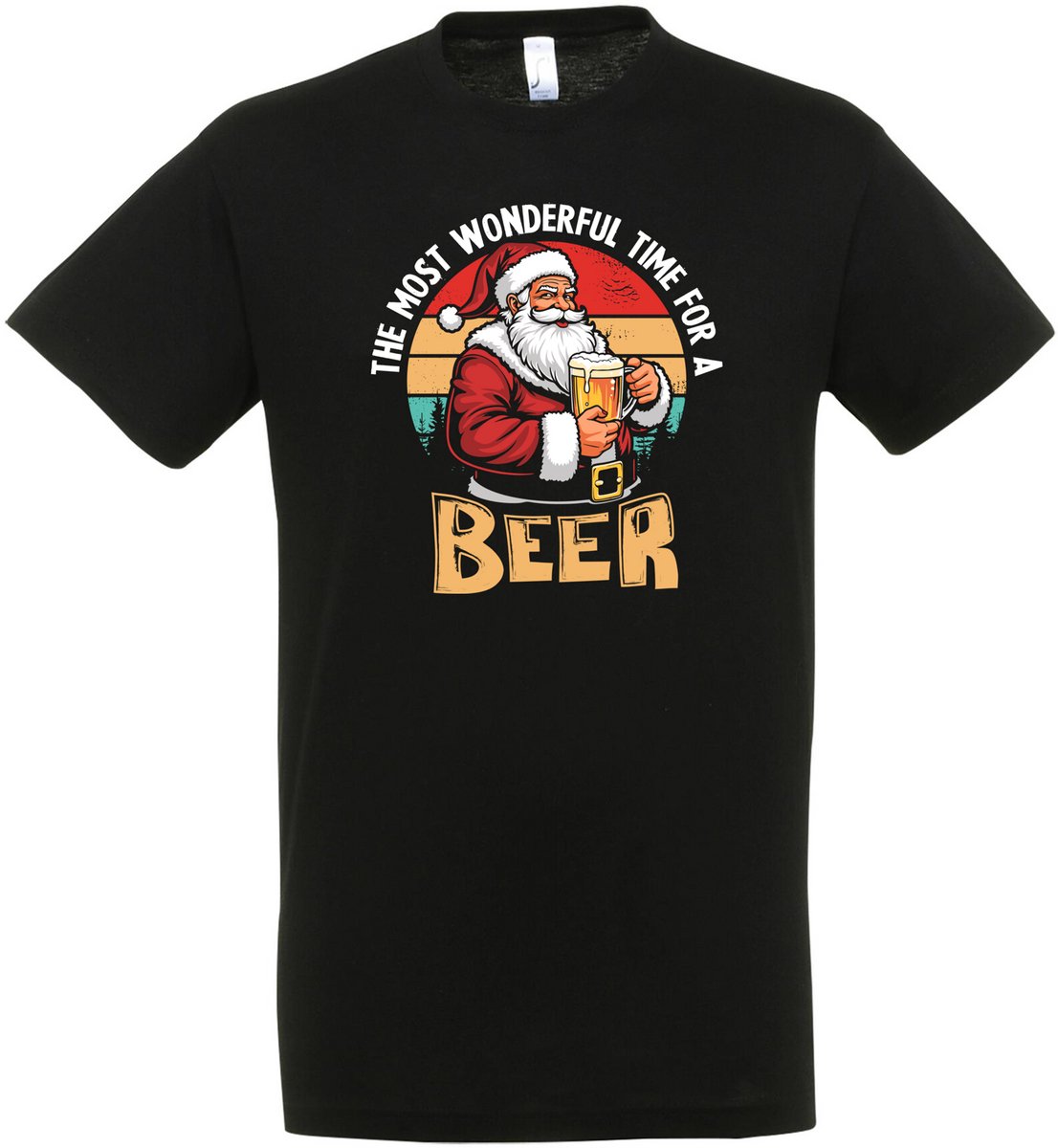 The Most Wonderful Time For A Beer T-shirt - Unisex - Kerst - Christmas - Feestdagen - Kerst T-shirt - Grappig T-shirt - Kerstman - Foute kerst - Maat M