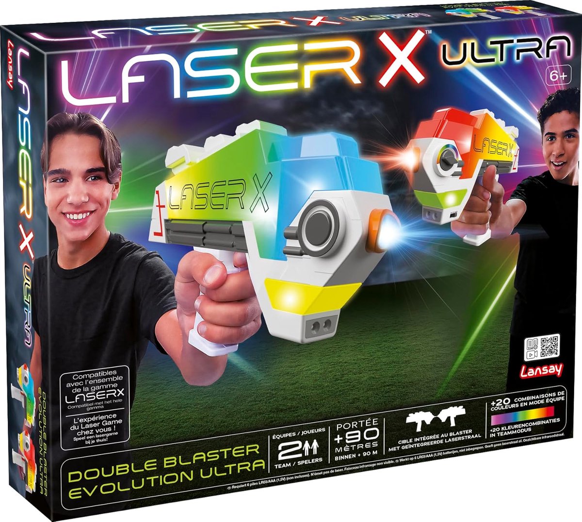 Laser X Evolution Ultra Double Blaster - Lasergame Set voor 2 Personen - Pistolen met Ingebouwde Target - FRANSTALIG