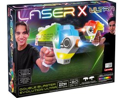 foto van Laser X Evolution Ultra Double Blaster - Lasergame Set voor 2 Personen - Pistolen met Ingebouwde Target