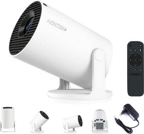 AFINTEK Smart Mini Beamer - 4K ondersteuning - Automatische Beeldcorrectie - Android 11 - Casten ingebouwd