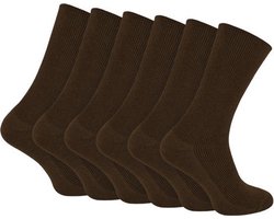 Marco Rossi 6 Paar Diabetes Sokken - 35-38 - Bruin - Wijde Boord - Sokken Zonder Elastiek - Anti-Press - Medische Sokken - Medical socks - Naadloos - Dames en Heren