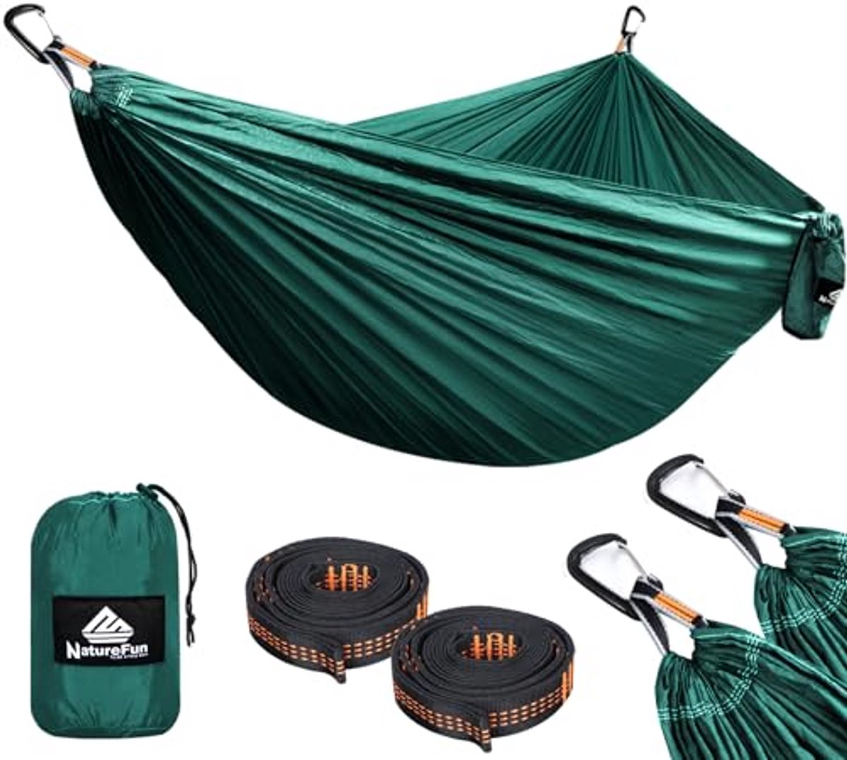 Ultralichte hangmat voor kamperen en reizen - Ademend nylon, Draagvermogen 300 kg, Inbegrepen Riemen en Karabijnhaken