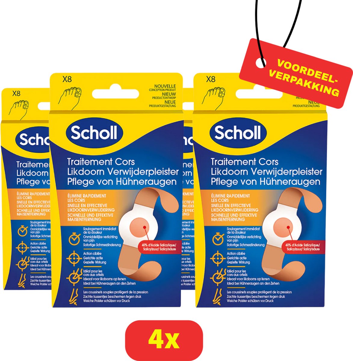 Scholl Likdoorn Verwijderpleisters - 4 x 8 stuks Voordeelverpakking