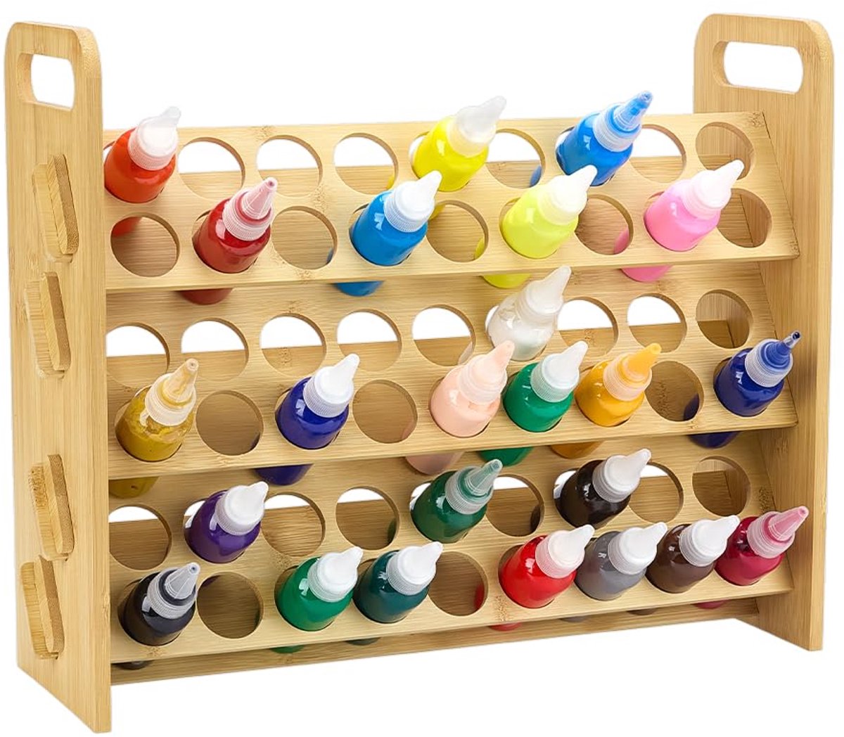 Bamboe Verf Organizer Rack Houdt tot 54 Flessen, Houten 6 Tier Craft Verf Fles Organizer Houder Craft Pigmenten Opbergrek voor Thuis Craft Werkruimte Pigmenten Display