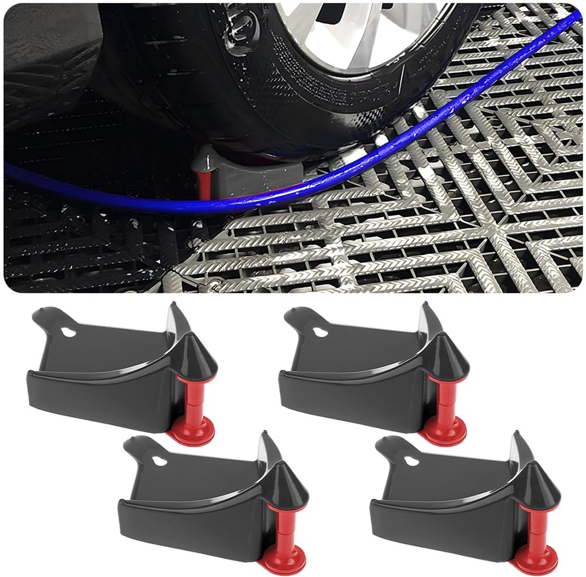 4 stuks autoslanggeleiding, rol voor bandengeleiding, slang, wasgereedschap voor het wassen van de auto, om haken te voorkomen, geschikt voor auto, bestelwagen, SUV (zwart)