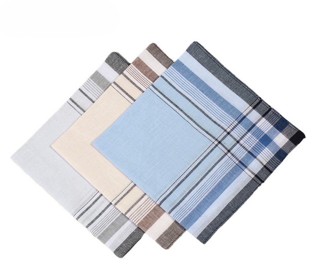 12 Stuks zakdoeken voor heren - Zakdoeken - Herbruikbare zakdoeken voor volwassenen - Stoffen zakdoeken - Traditionele zakdoeken - 40 x 40 cm - In 3 verschillende kleuren - LOUZIR