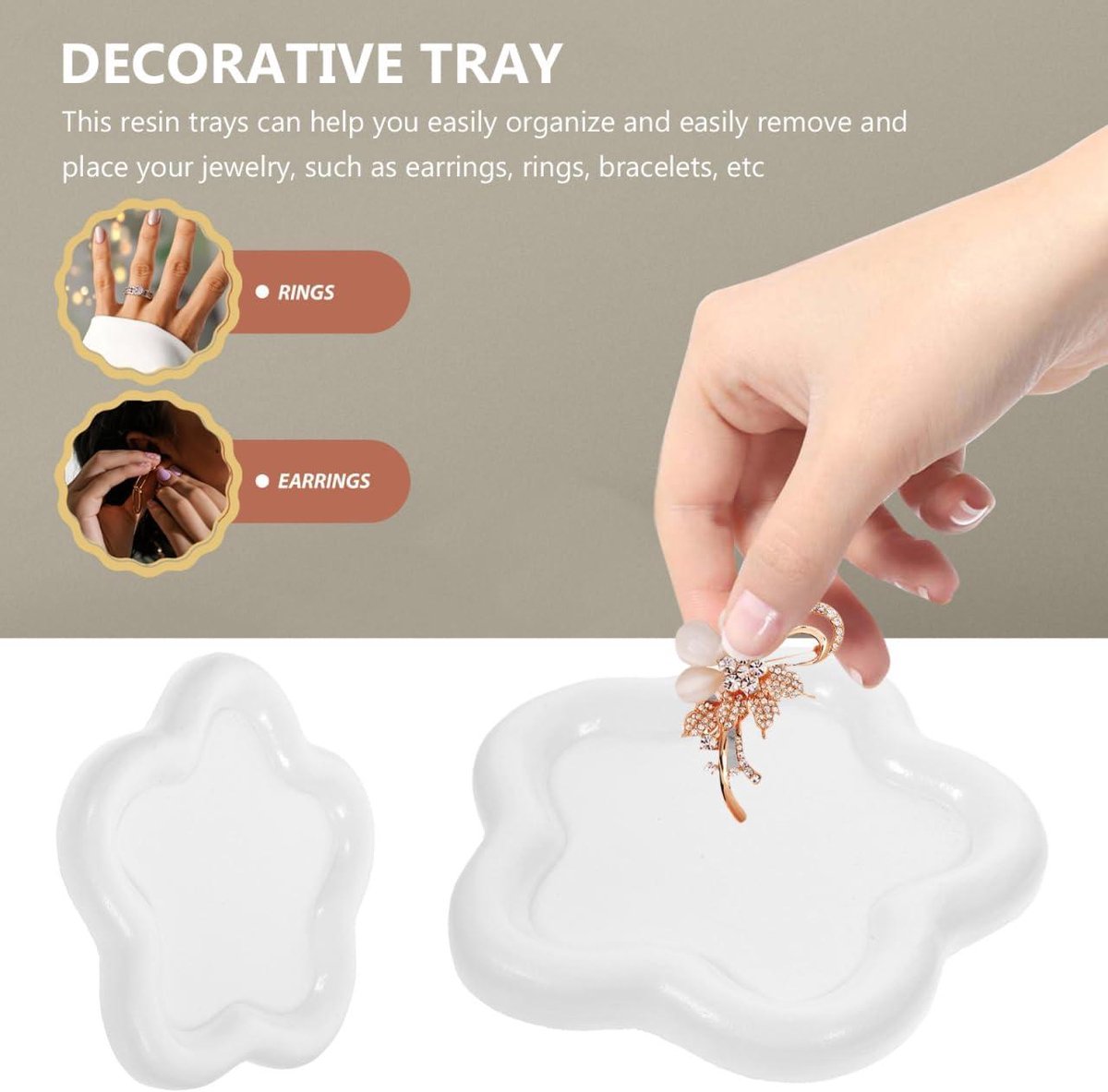 Orivio - Leuke opslag lade voor sieraden en kantoor decoratie met witte bloemen design
