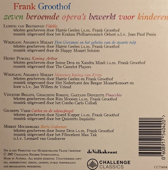 Frank Groothof - Zeven beroemde opera's bewerkt voor kinderen