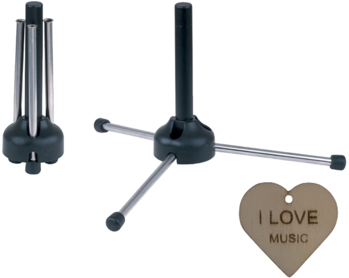 Gewa dwarsfluit standaard – stabiele fluit houder zwart + Specter sleutelhanger