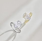 Bague Merlie - Bague solitaire en oxyde de zirconium Ring ovale - Plaqué or 18 carats - Argent sterling 925 - Ring pour femme - Design Elegant et Luxe pour toutes les occasions